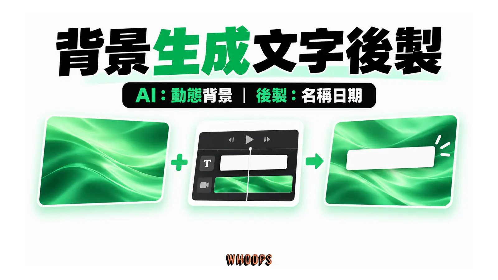 AI 動態絲綢背景與後製文字層疊合的影片製作流程。