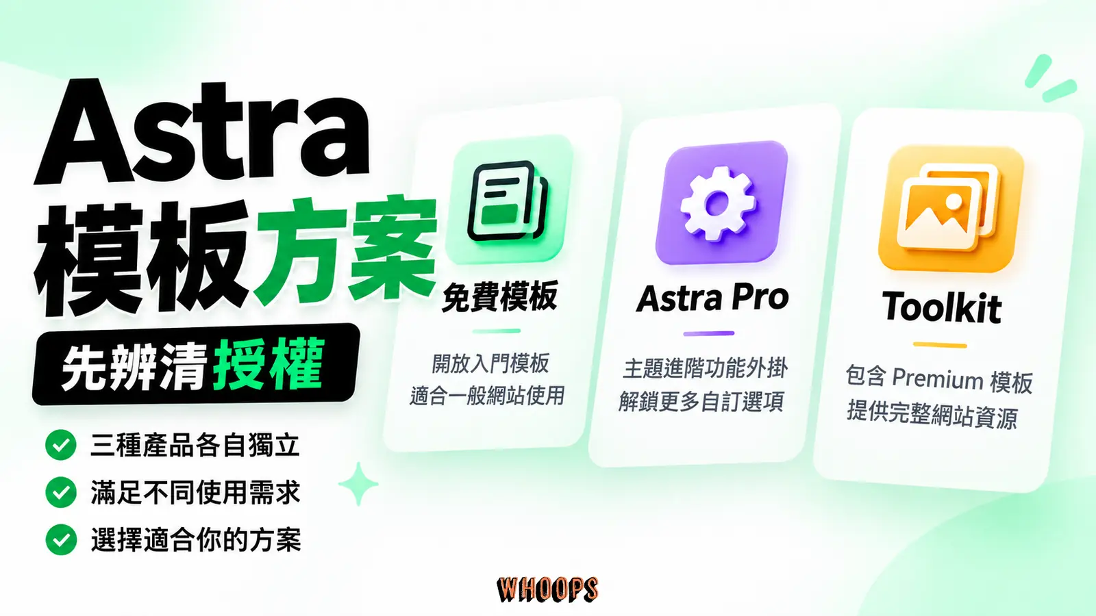 Astra 模板方案 Astra 模板方案:免費模板、Astra Pro、Toolkit