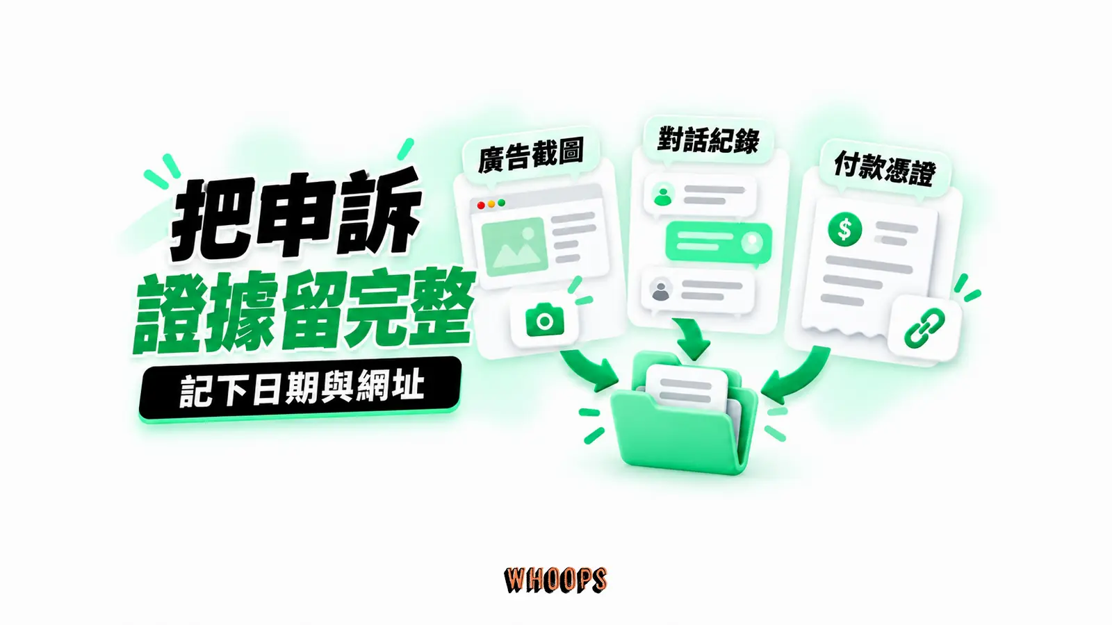 把申訴證據留完整:廣告截圖、對話紀錄、付款憑證
