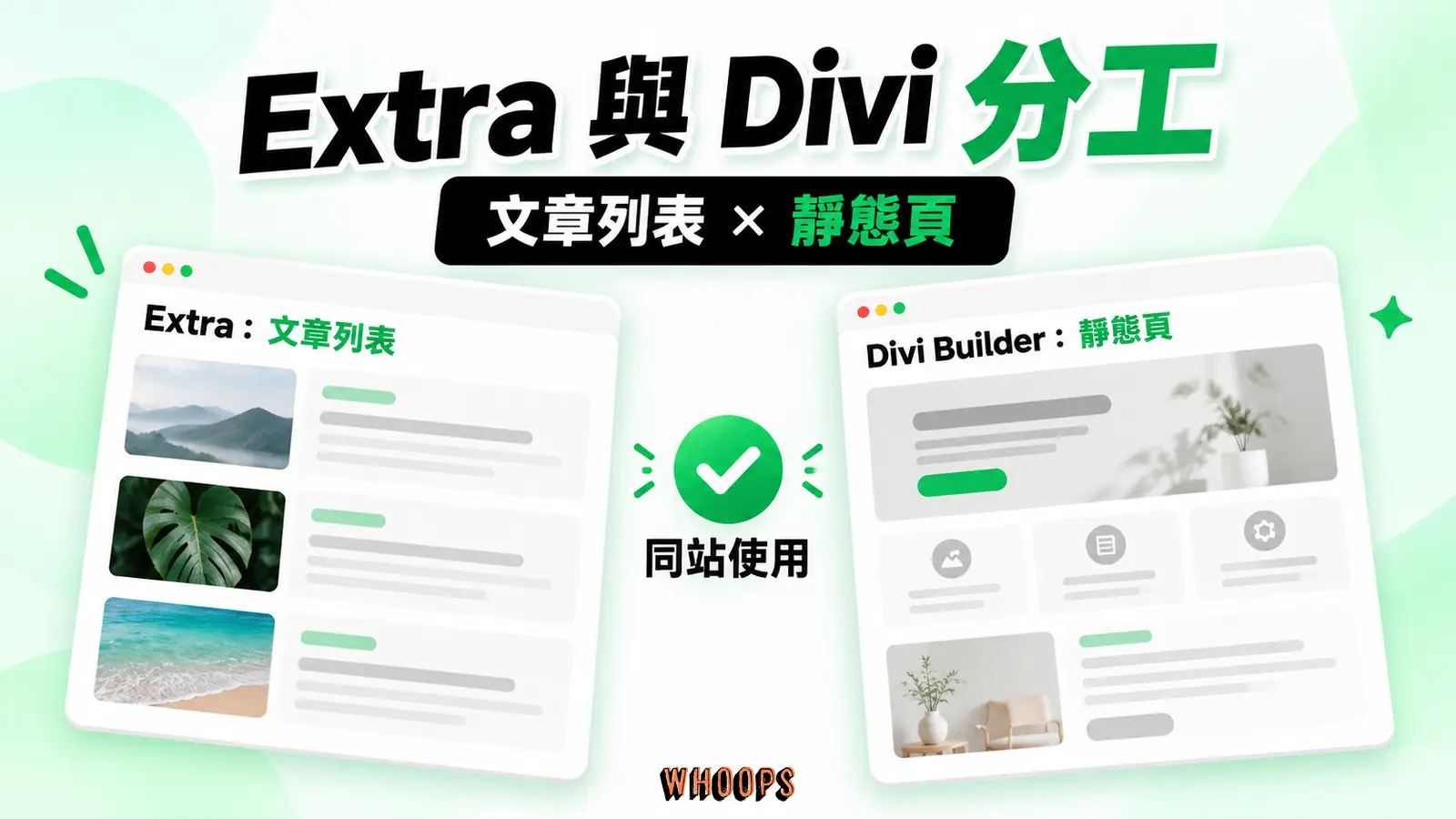Extra 與 Divi 的分工:文章列表、靜態頁、同站使用