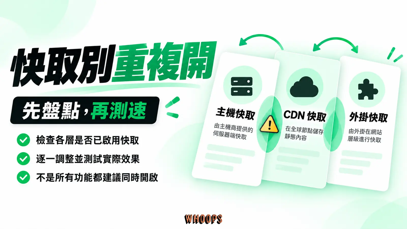 快取只留清楚責任:主機快取、CDN、外掛