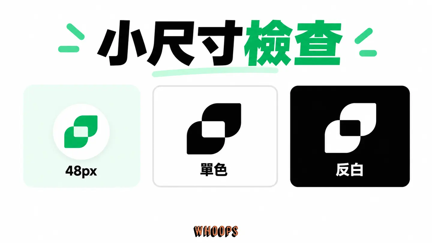 小尺寸檢查:社群頭像與 favicon 縮小後檢查單色和反白。