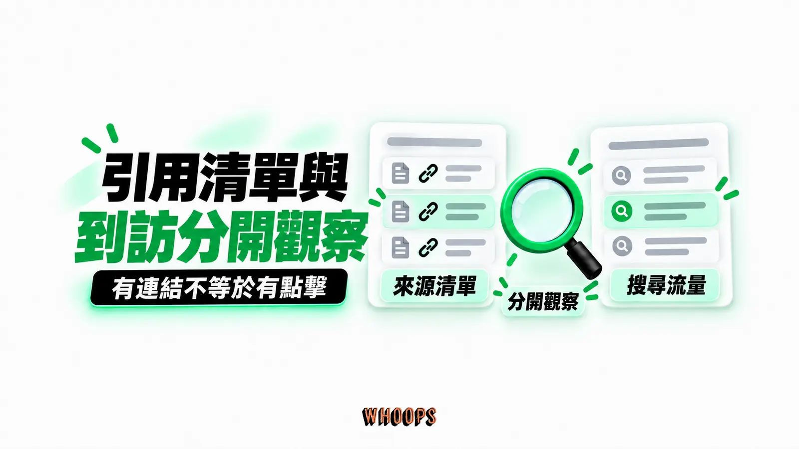 引用清單與到訪分開觀察:來源清單、搜尋流量、分開觀察
