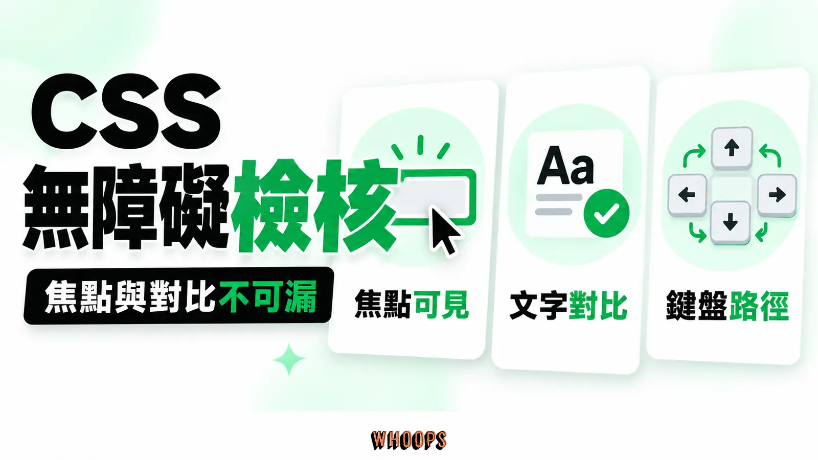 以焦點可見、文字對比與鍵盤導覽為 CSS 無障礙初步檢核,不畫成通過全部 WCAG 的保證。