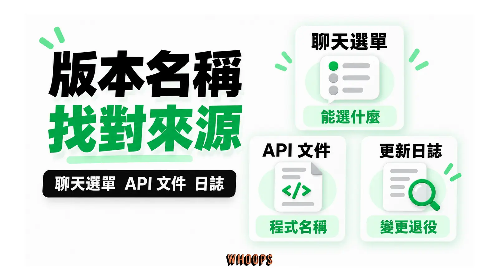 聊天選單、API 文件與更新日誌回答不同版本問題