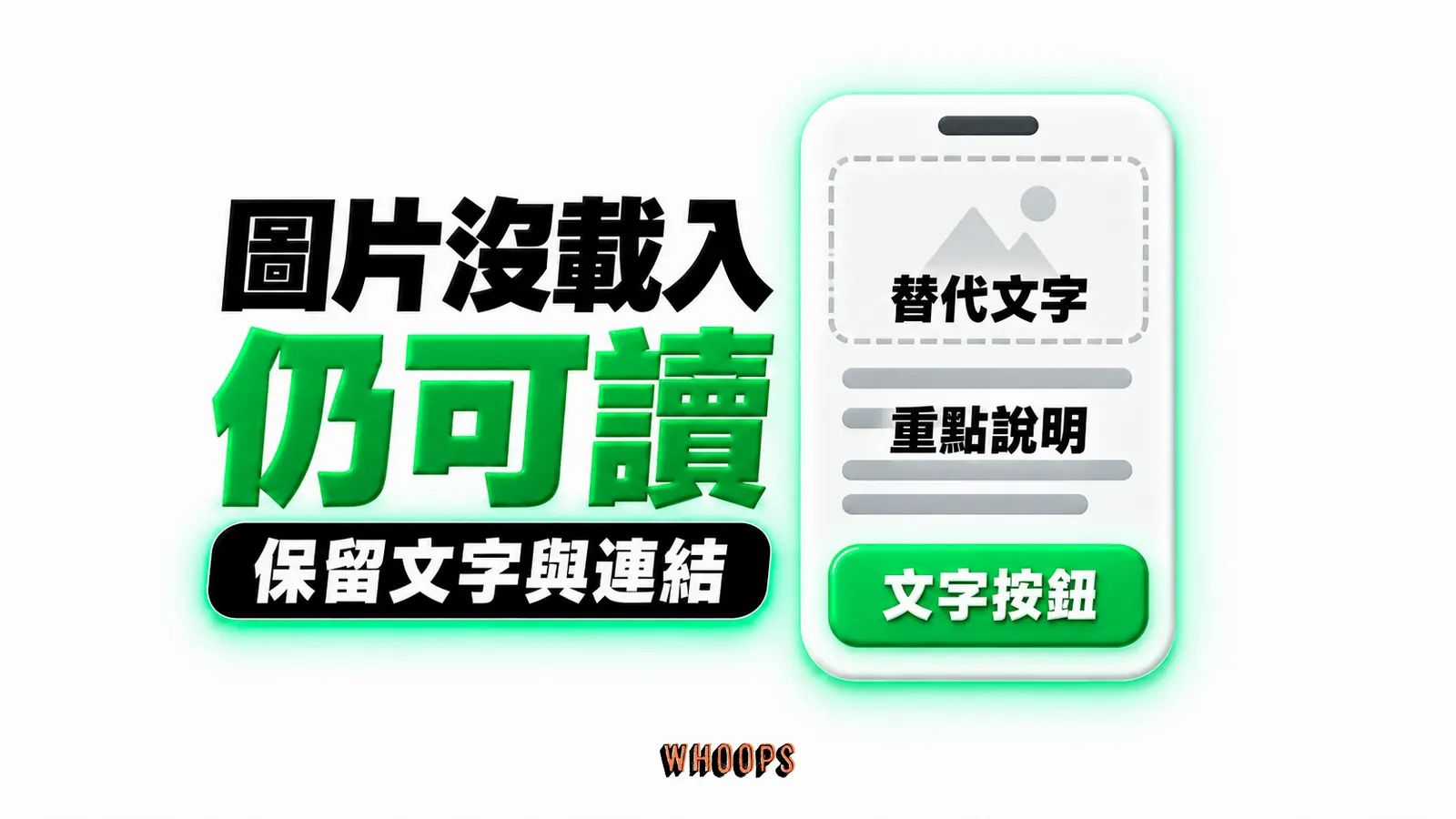 圖片沒載入仍可讀：替代文字、重點說明、文字按鈕