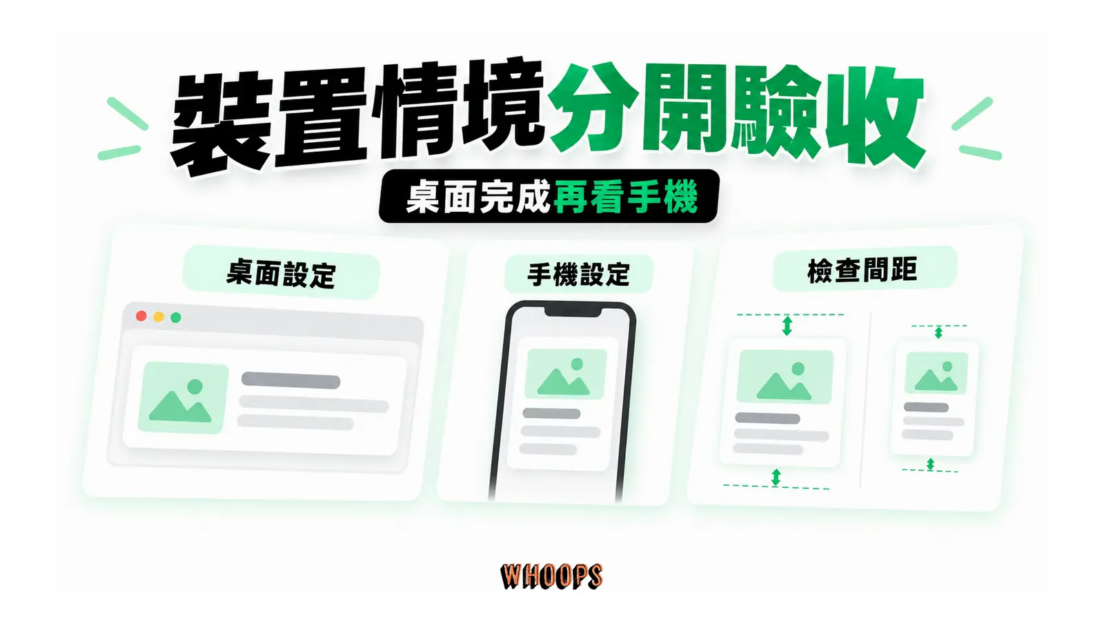 裝置情境分開驗收：桌面設定、手機設定、檢查間距