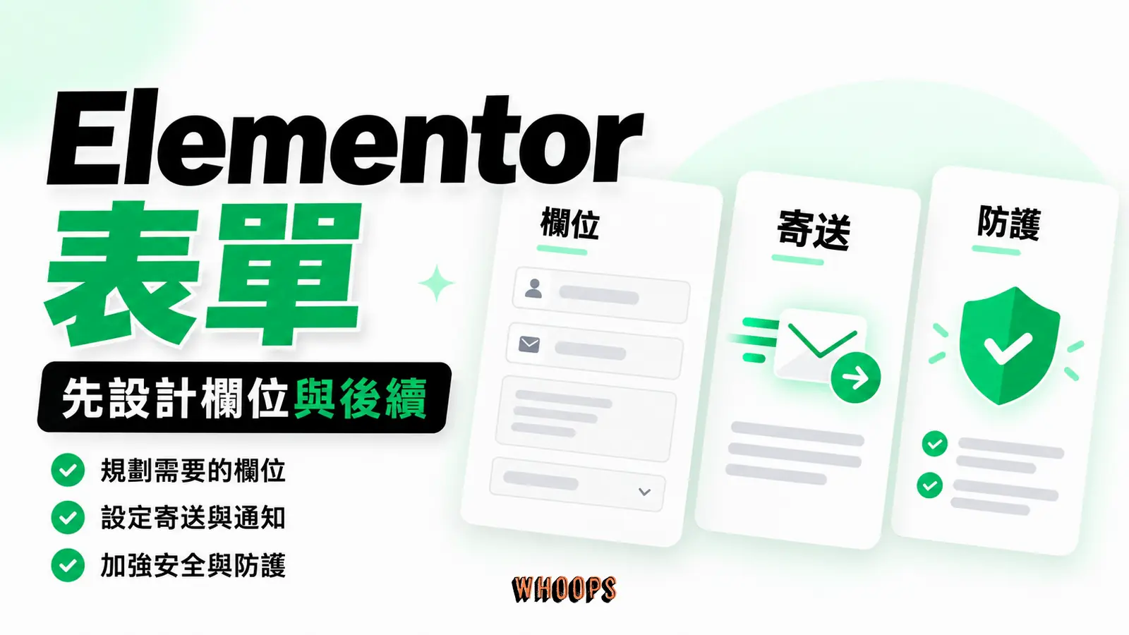Elementor 表單：欄位、寄送、防護