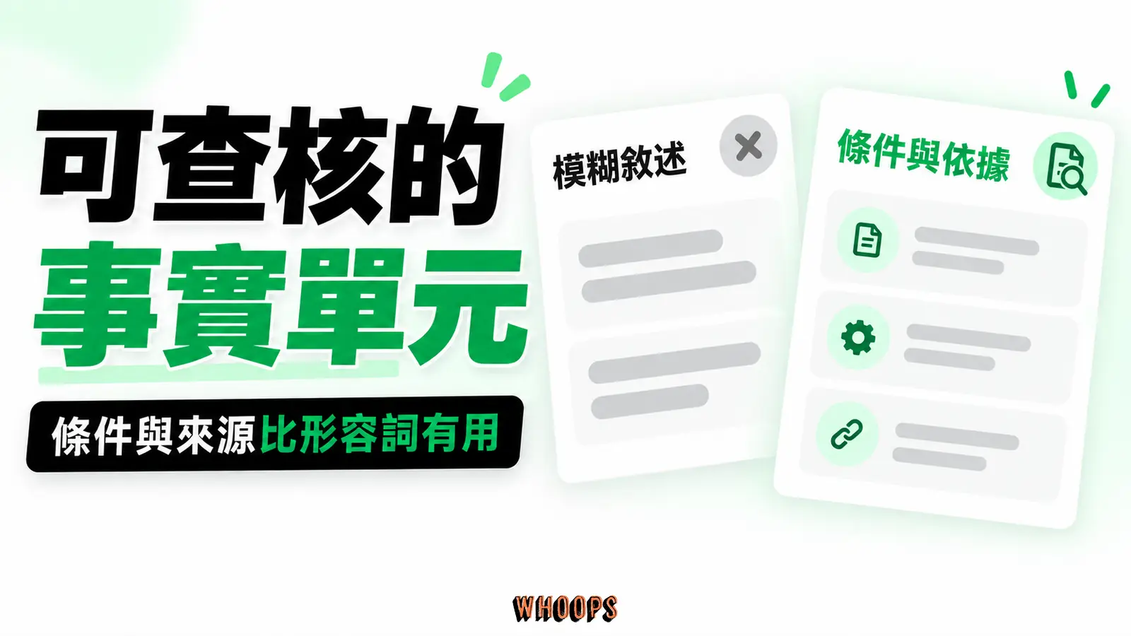 可查核的事實單元:模糊敘述、條件與依據