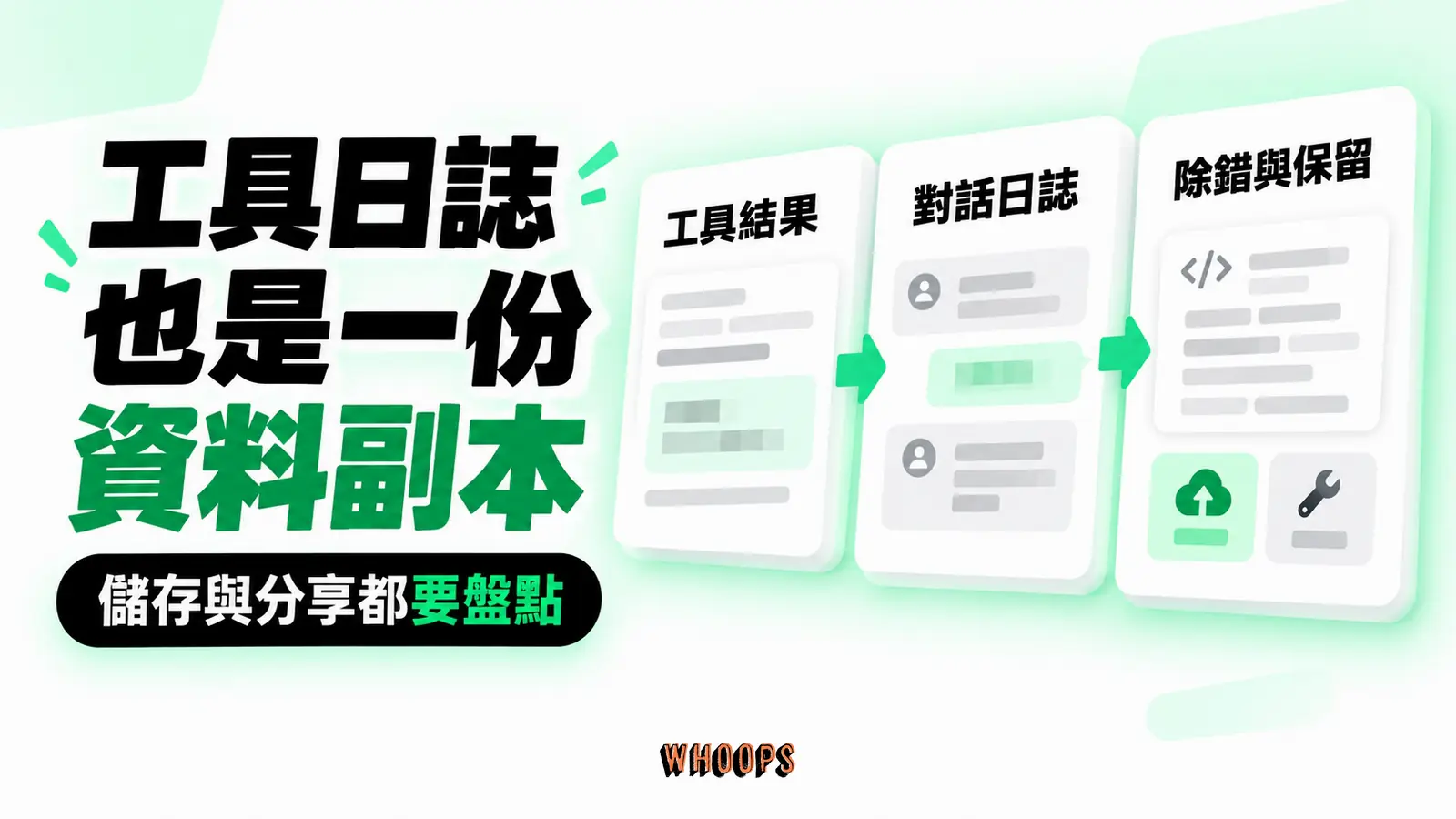 工具日誌也是一份資料副本：工具結果、對話日誌、除錯與保留