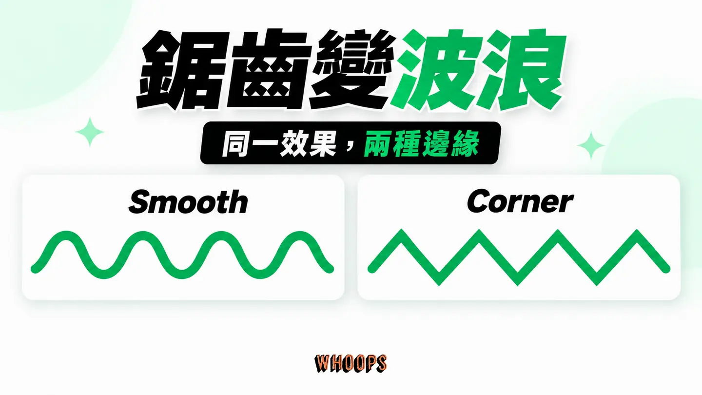 鋸齒變波浪：Zig Zag 的 Smooth 與 Corner 形成兩種不同邊緣。