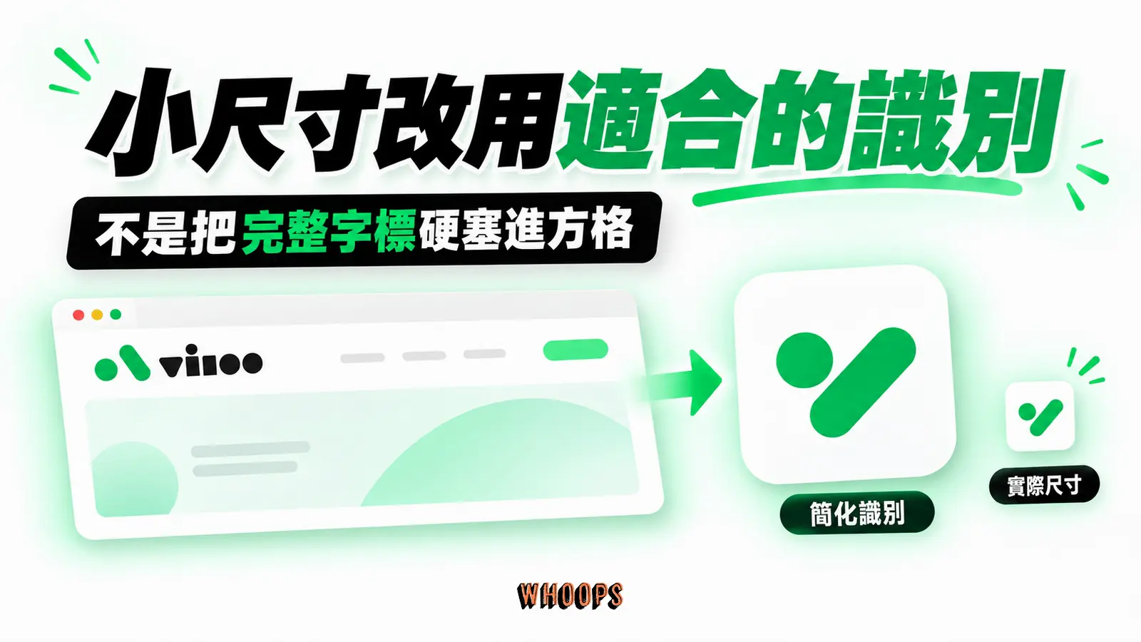 完整字標與小尺寸圖示可用不同版本,並在實際載體確認辨識度。