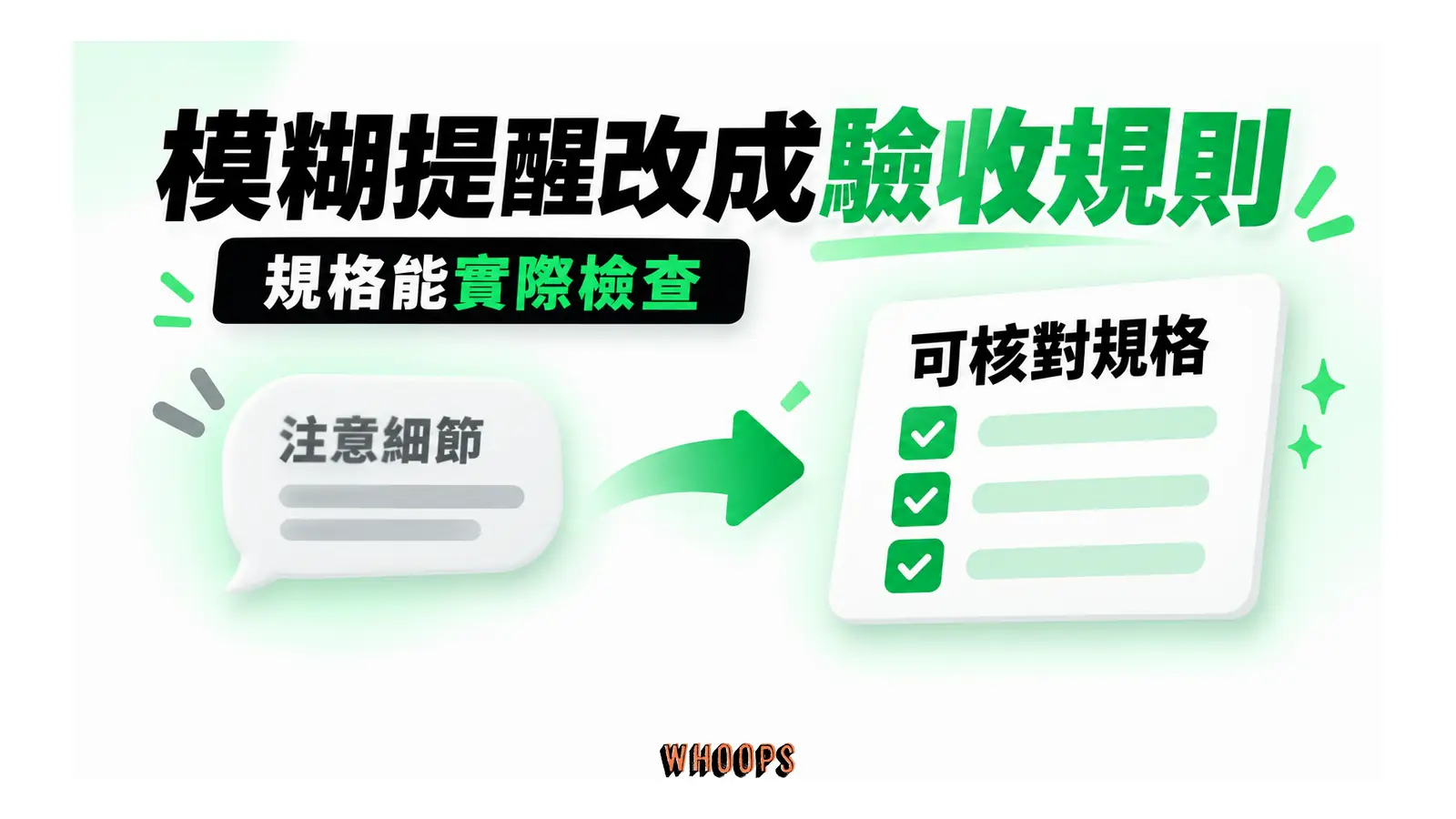 「注意細節」的模糊描述經改寫成可檢查規格