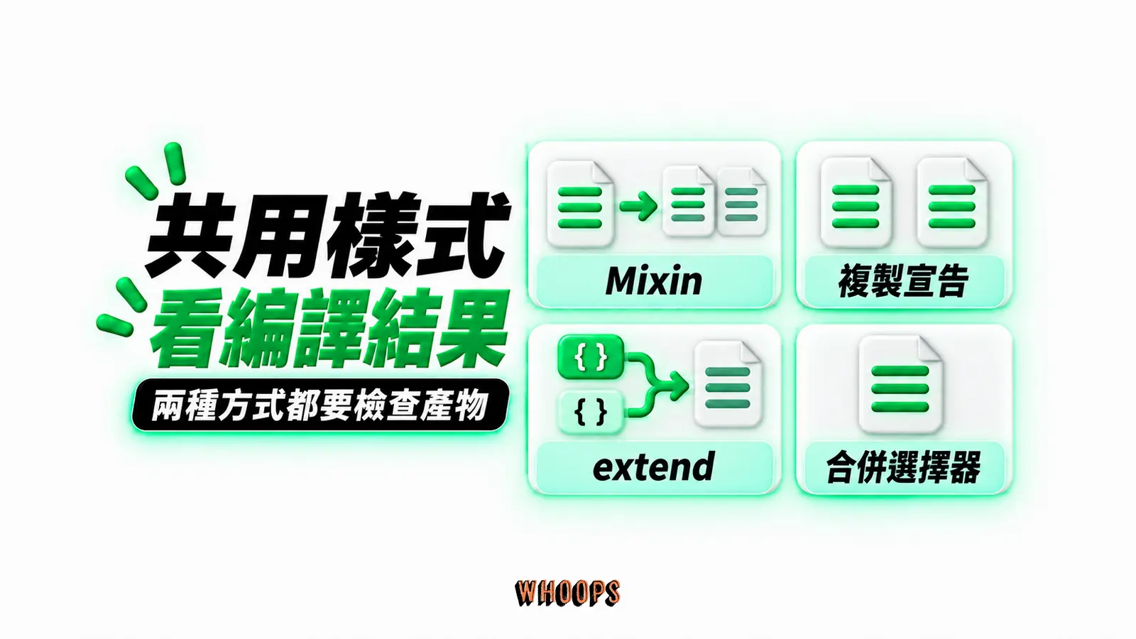共用樣式看編譯結果:Mixin、複製宣告、extend、合併選擇器