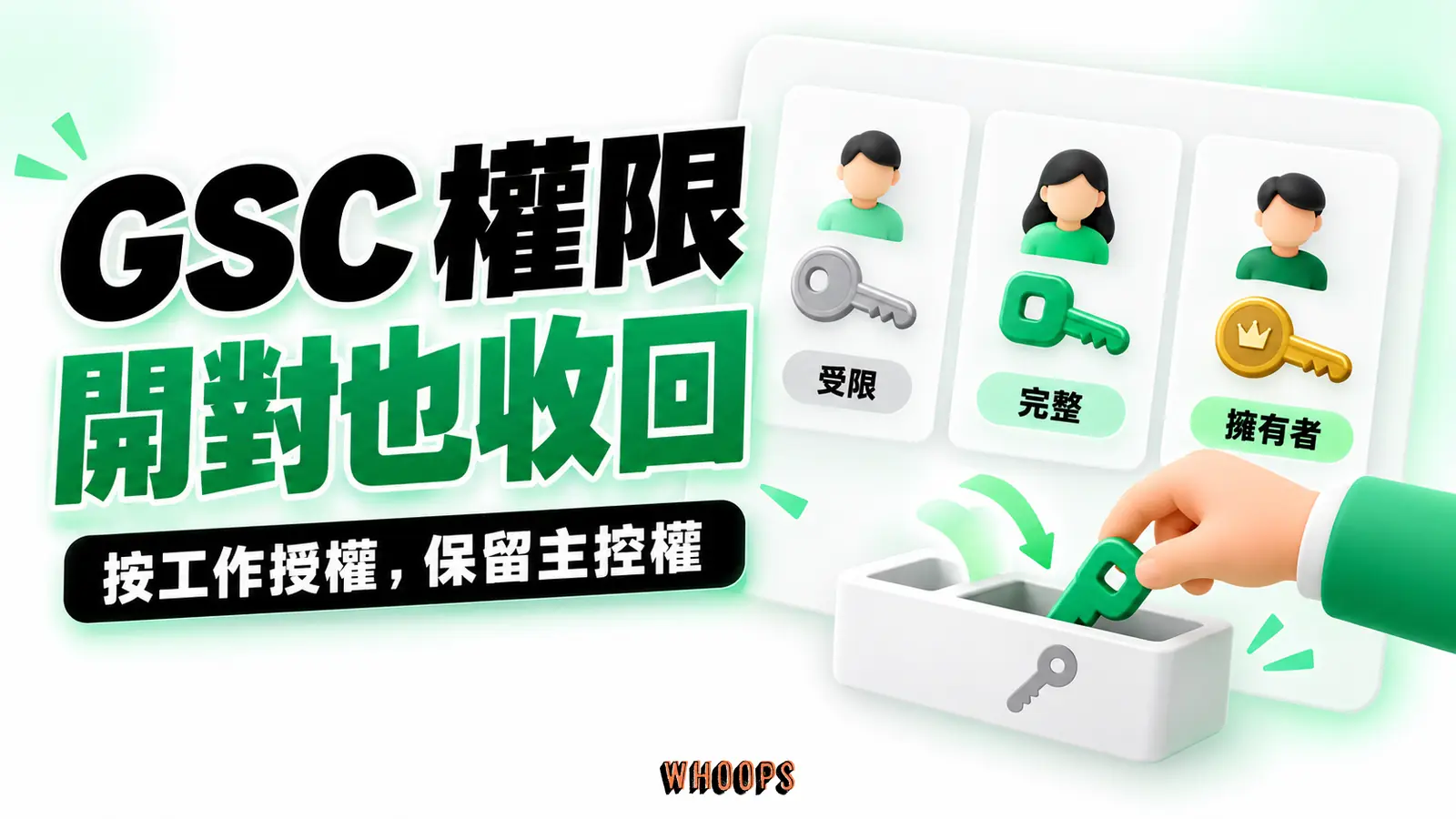 GSC 權限開對也收回 受限、完整與擁有者三種身分以鑰匙呈現,授權時也要考慮日後回收