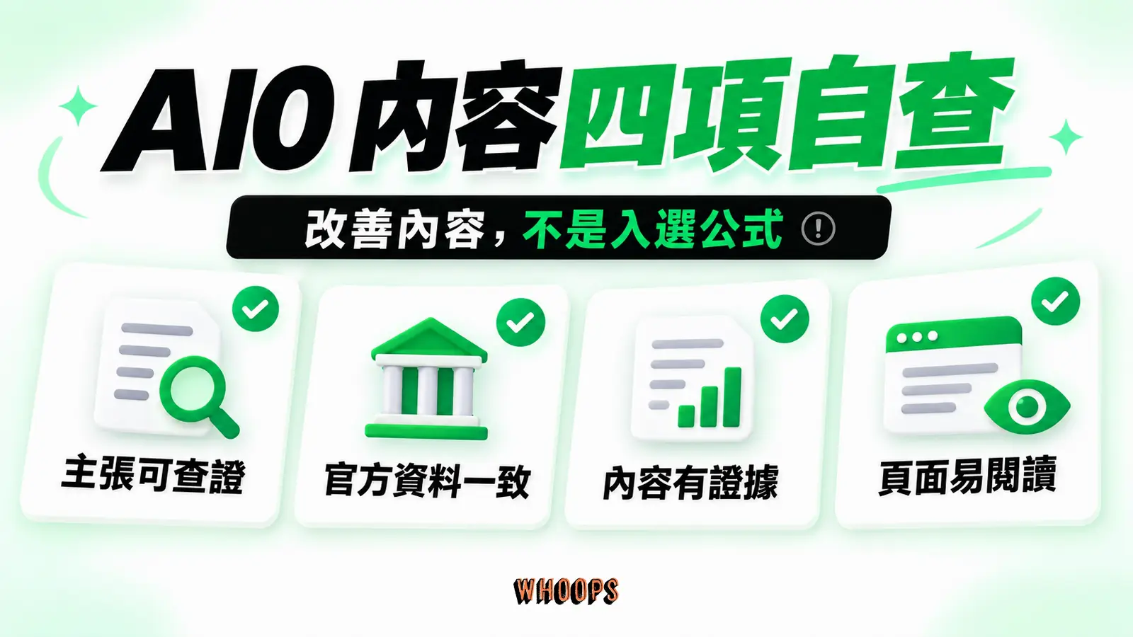 AIO 內容四項自查:查證主張、校對官方資訊、提供證據、保持可讀