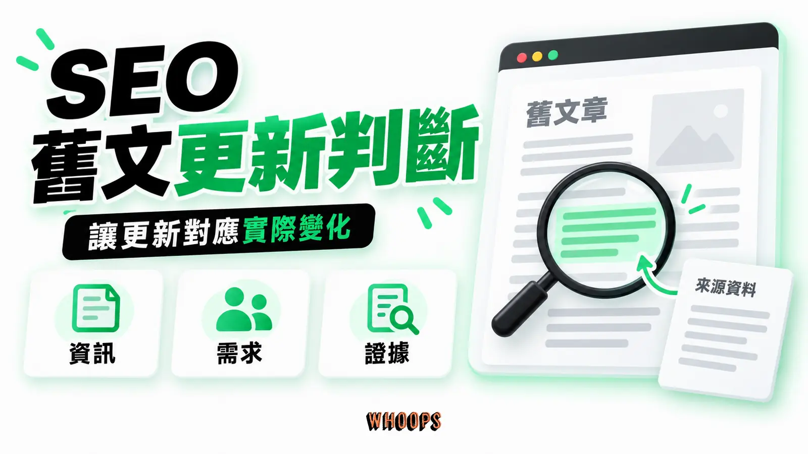 SEO舊文更新判斷 SEO舊文更新判斷:資訊、需求、證據
