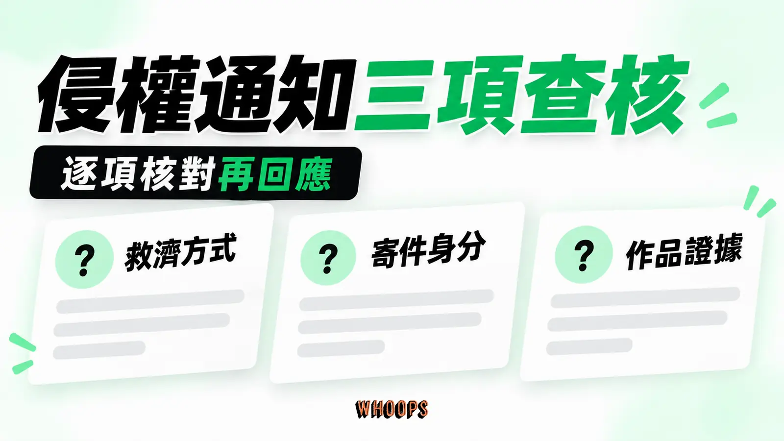 侵權通知三項查核:救濟方式、寄件身分、作品證據