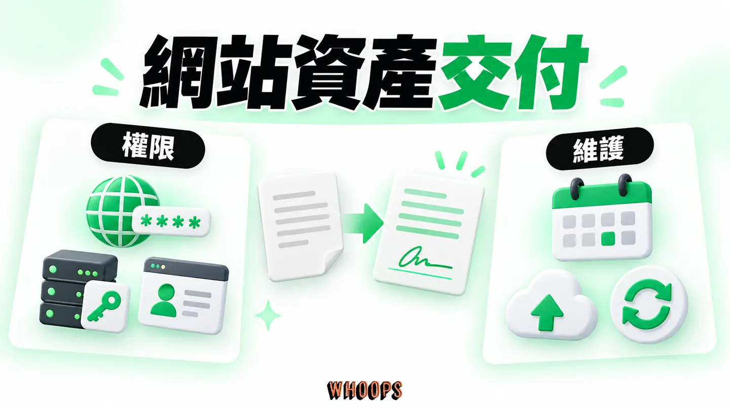 網站資產交付:主機、網域、原始檔與後台權限的合約與移交關係。