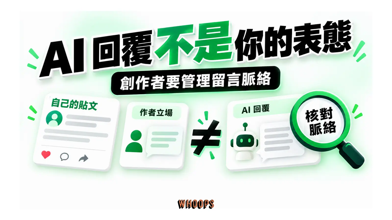 AI 回覆與作者立場分開,由創作者核對留言脈絡