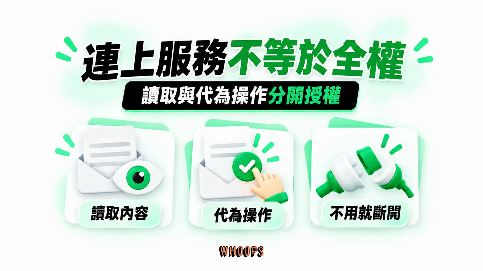 連上服務不等於全權:讀取內容、代為操作、不用就斷開