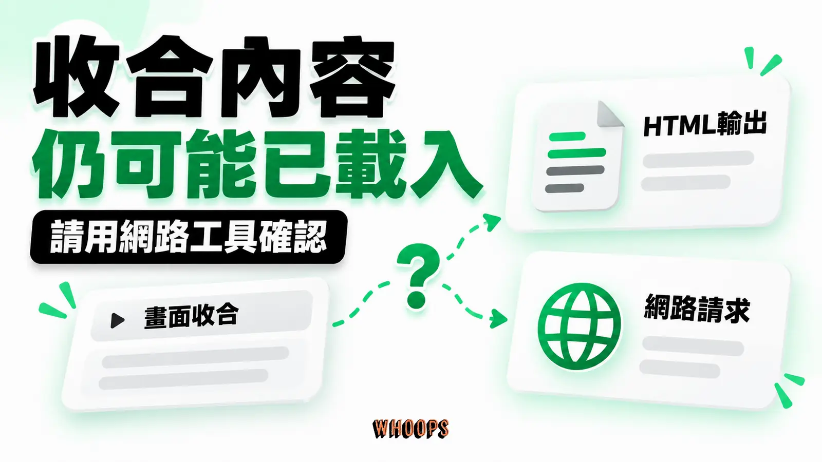 收合內容仍可能已載入:畫面收合、HTML輸出、網路請求