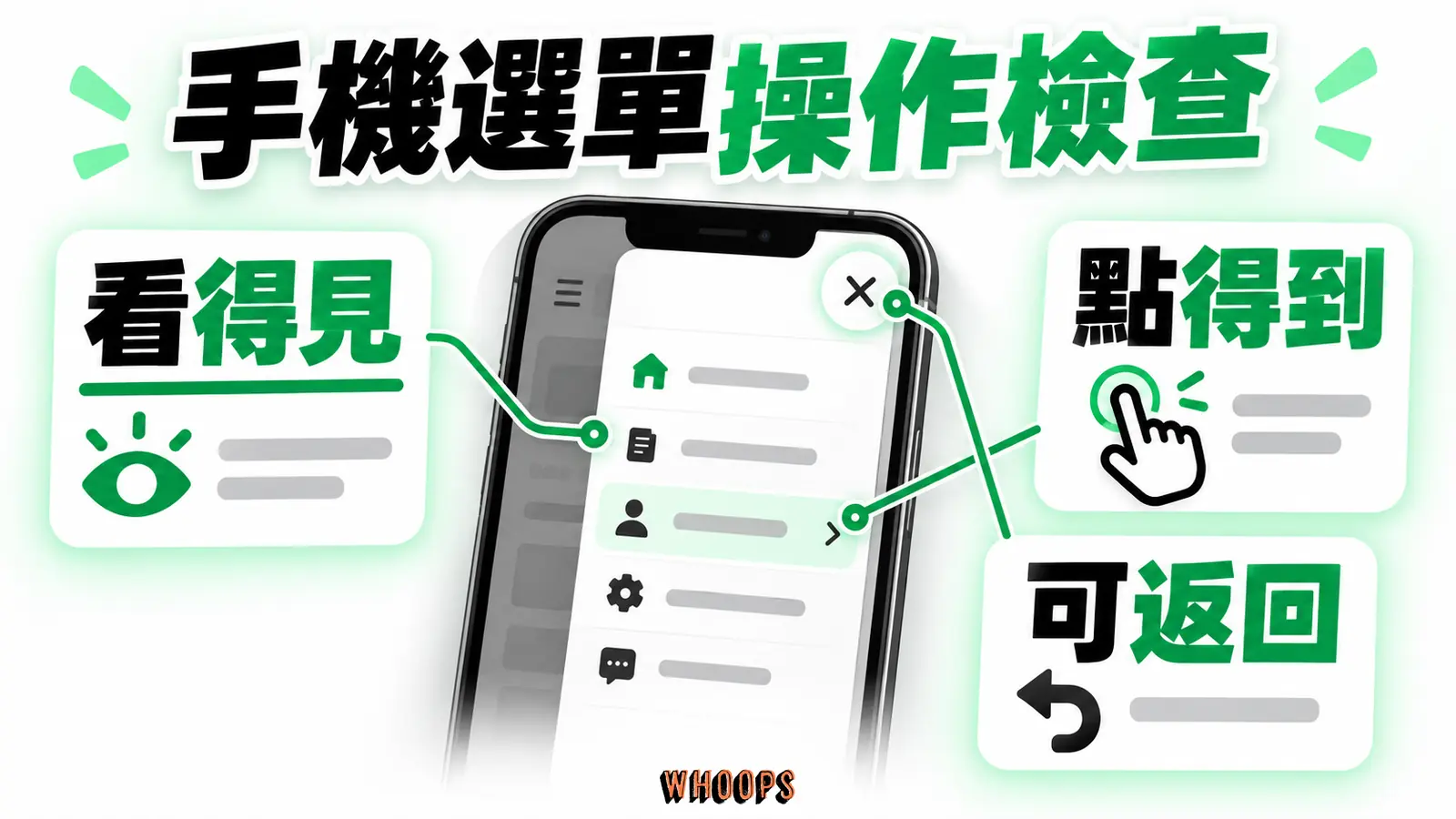 展開選單後能否操作:看得見、點得到、可返回
