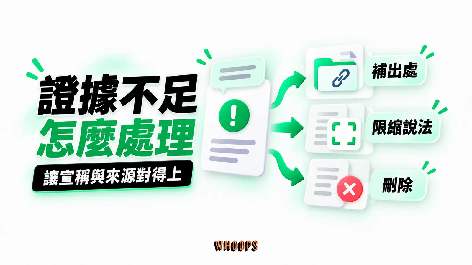 證據不足怎麼處理:補出處、限縮說法、刪除