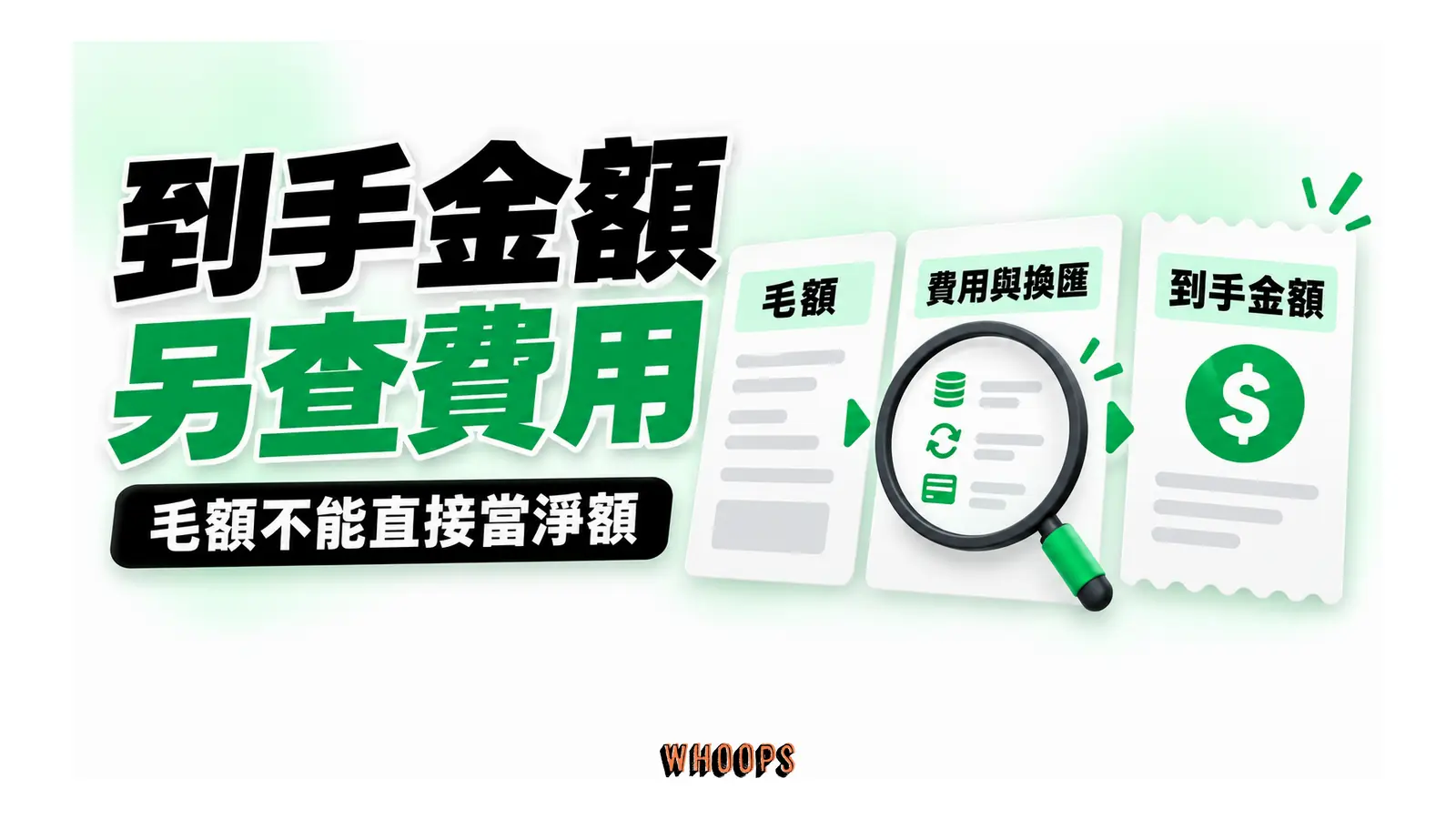 毛額經費用及換匯核對後確認到手金額