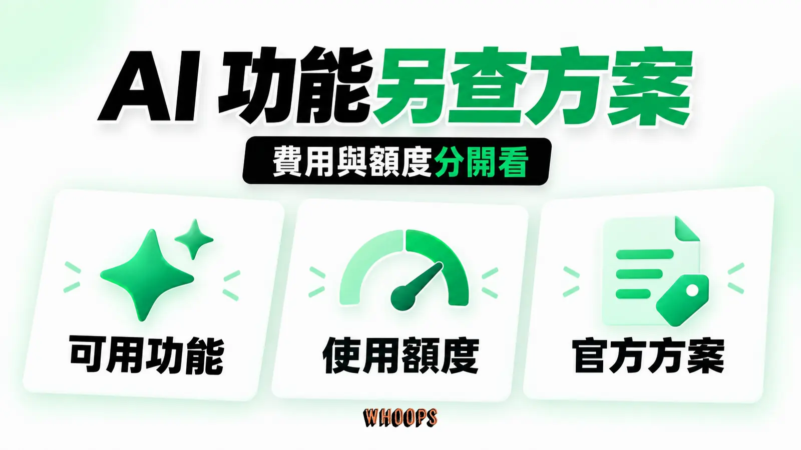 AI 功能另查方案:可用功能、使用額度、官方方案