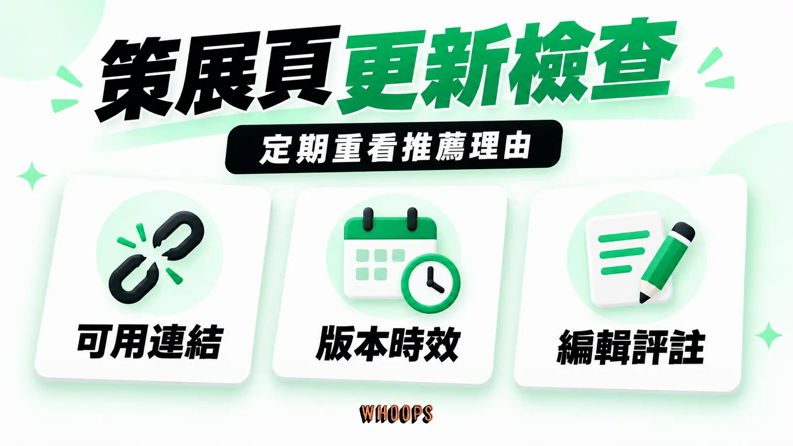 策展頁更新檢查:可用連結、版本時效、編輯評註